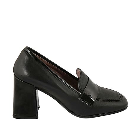 mocassino prada donna tacco|Mocassini con tacco in vernice Nero .